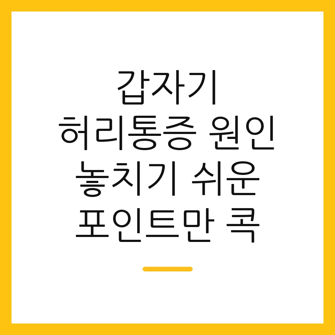 갑자기 허리통증 원인 놓치기 쉬운 포인트만 콕