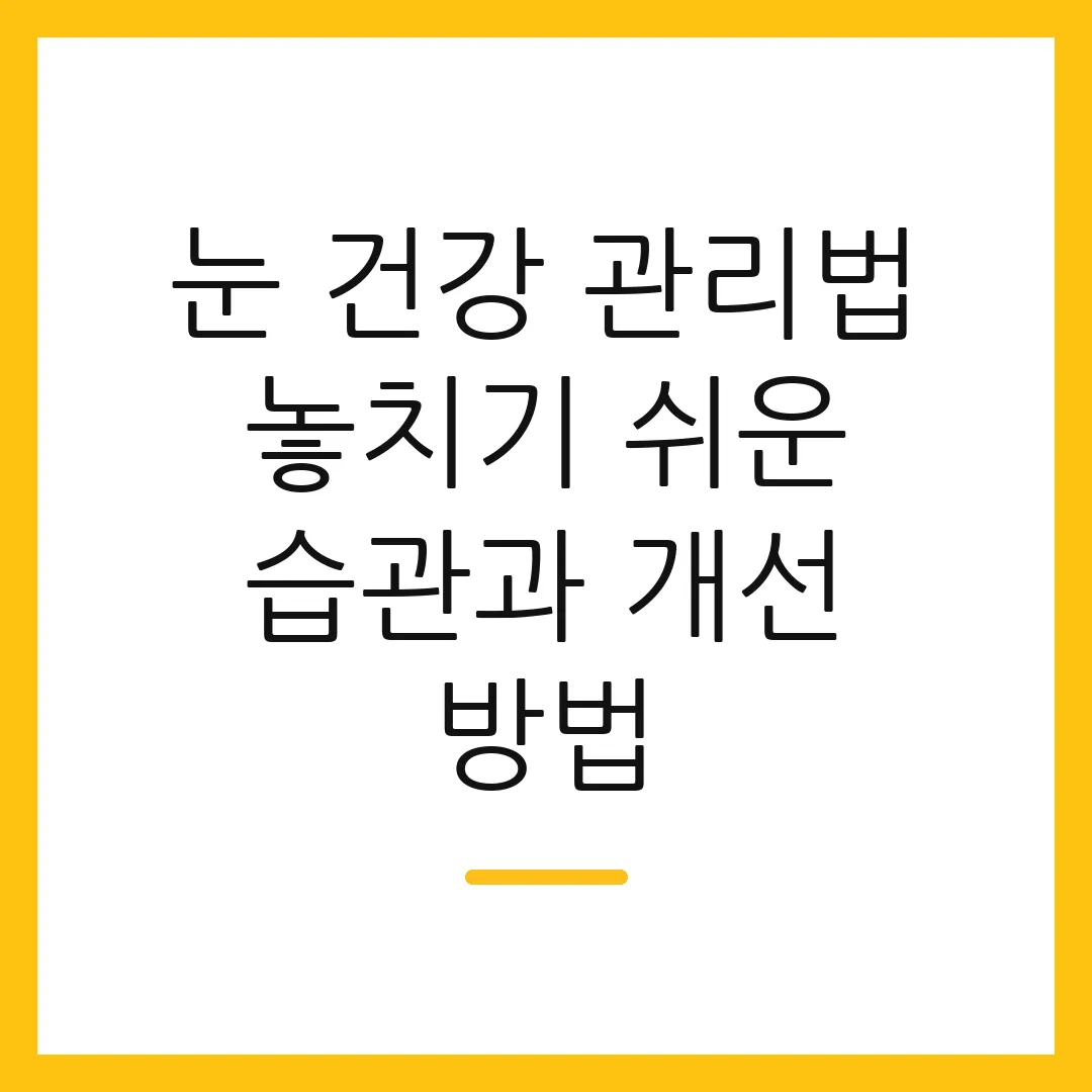 눈 건강 관리법 놓치기 쉬운 습관과 개선 방법