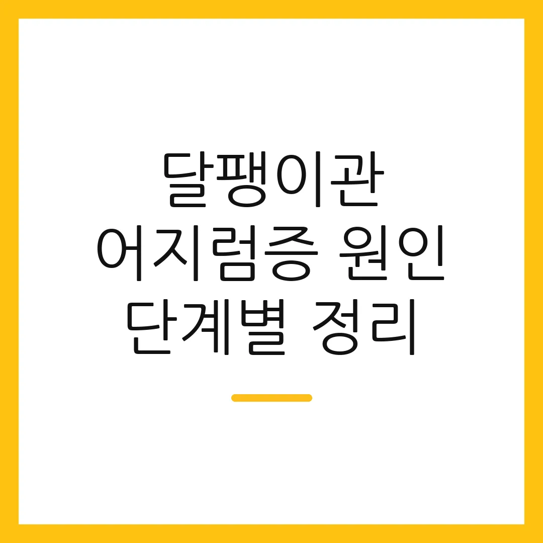 달팽이관 어지럼증 원인 단계별 정리