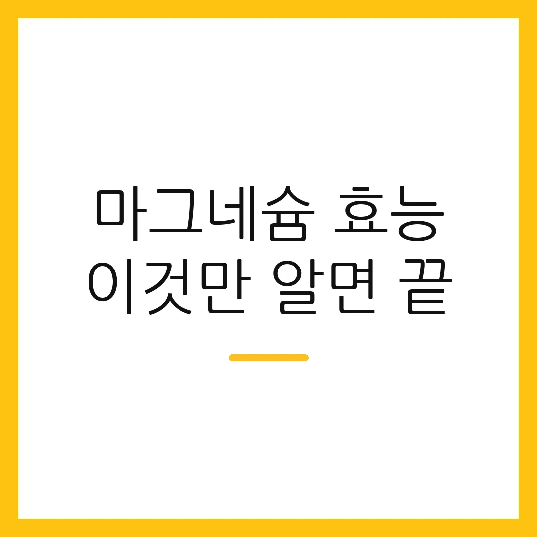 마그네슘 효능 이것만 알면 끝